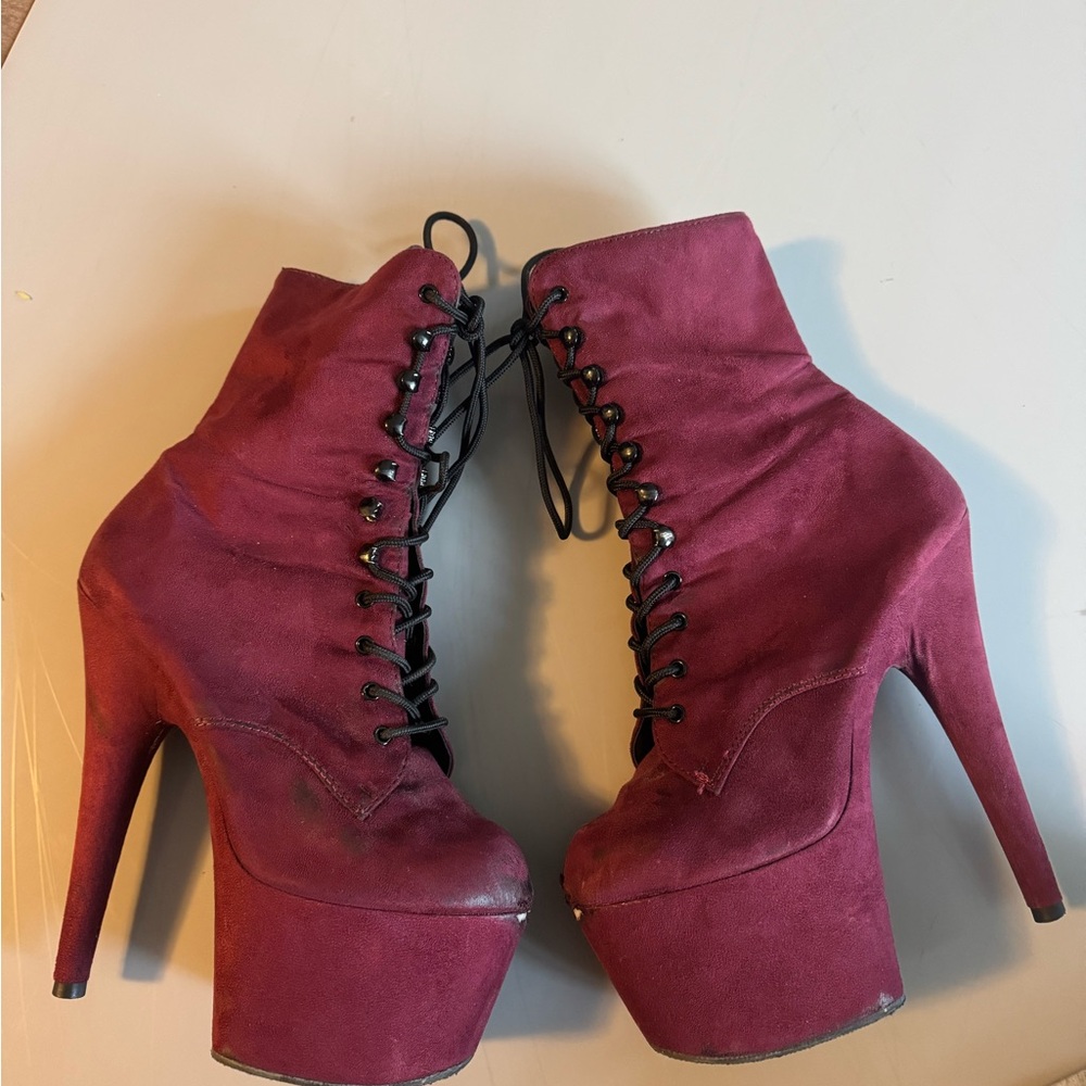 Pleaser Lace-Up Platform Suede Boots